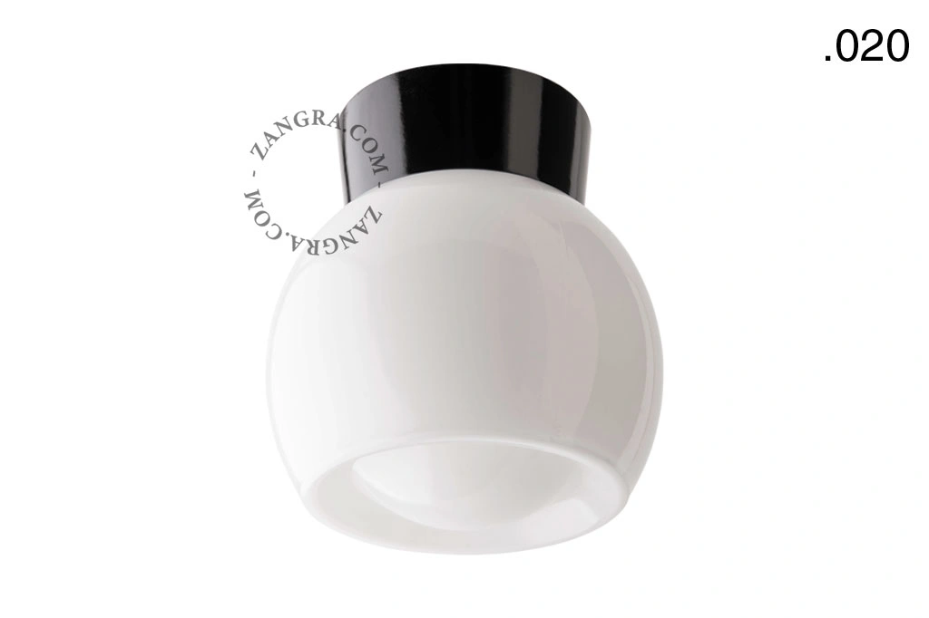 svart vägg- eller taklampa - glasskärm - Ø 11 cm