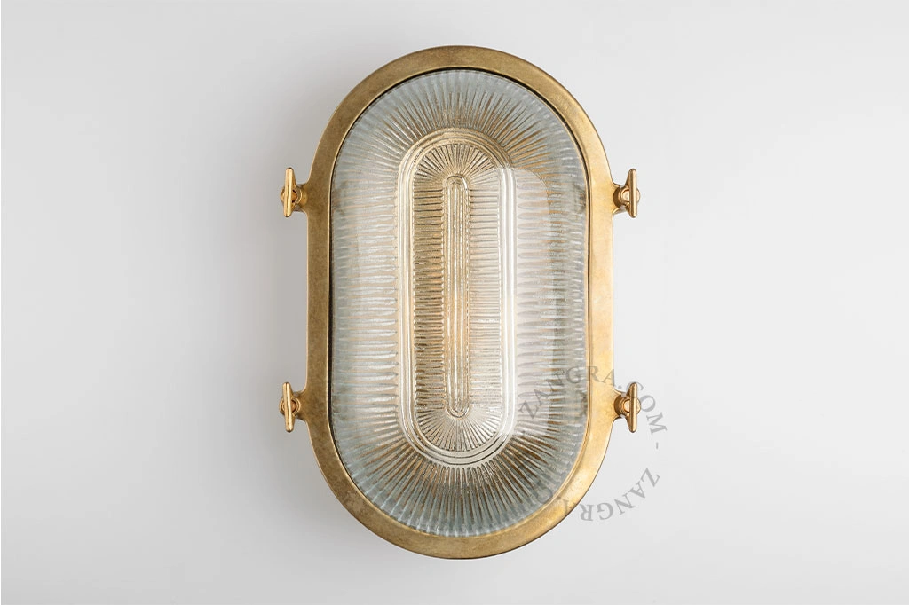 lampe hublot en laiton avec verre prismatique pour l'extérieur - IP64