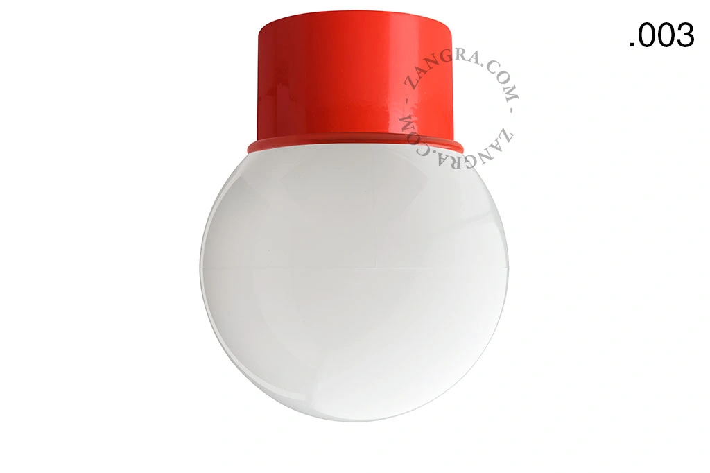 czerwona lampa ścienna lub sufitowa - szklany klosz - Ø 8 cm