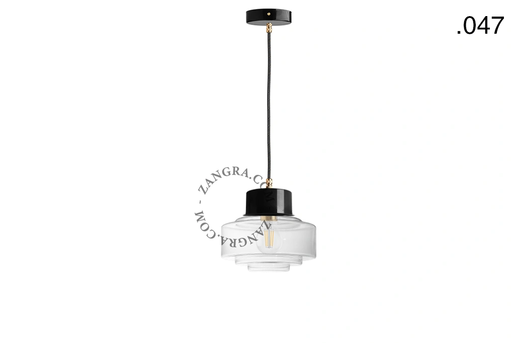 candeeiro suspenso preto - abajur de vidro - Ø 10cm