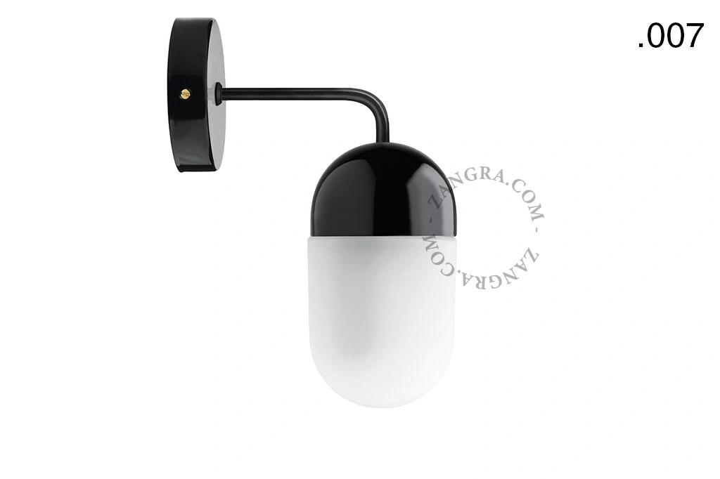 applique en porcelaine noire - globe en verre