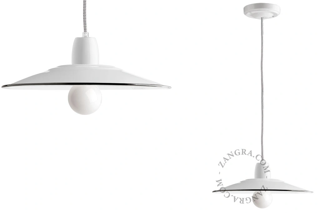 candeeiro pendente de esmalte branco - Ø 28 cm
