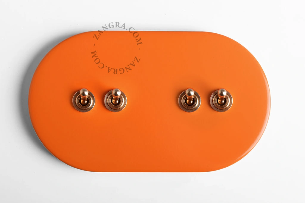 orange switch simple or two-way - 4 brass toggles