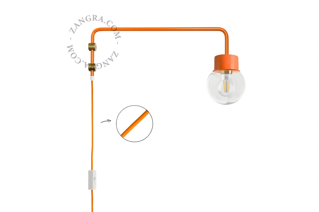 oranje wandlamp Abbie met pivoterende arm