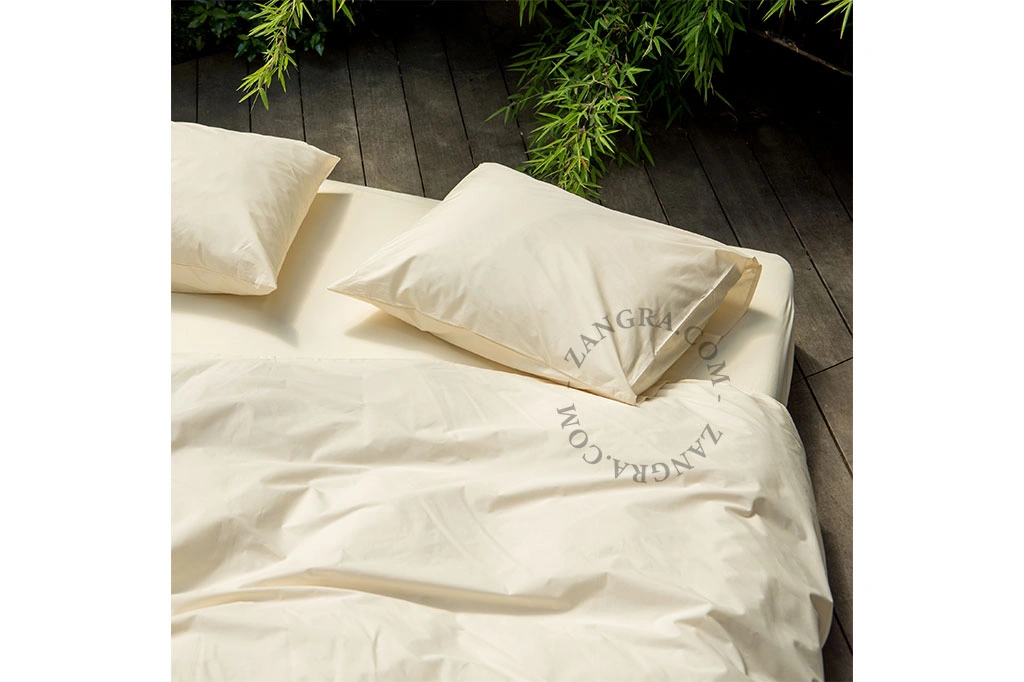 housse de couette ivoire en percale de coton