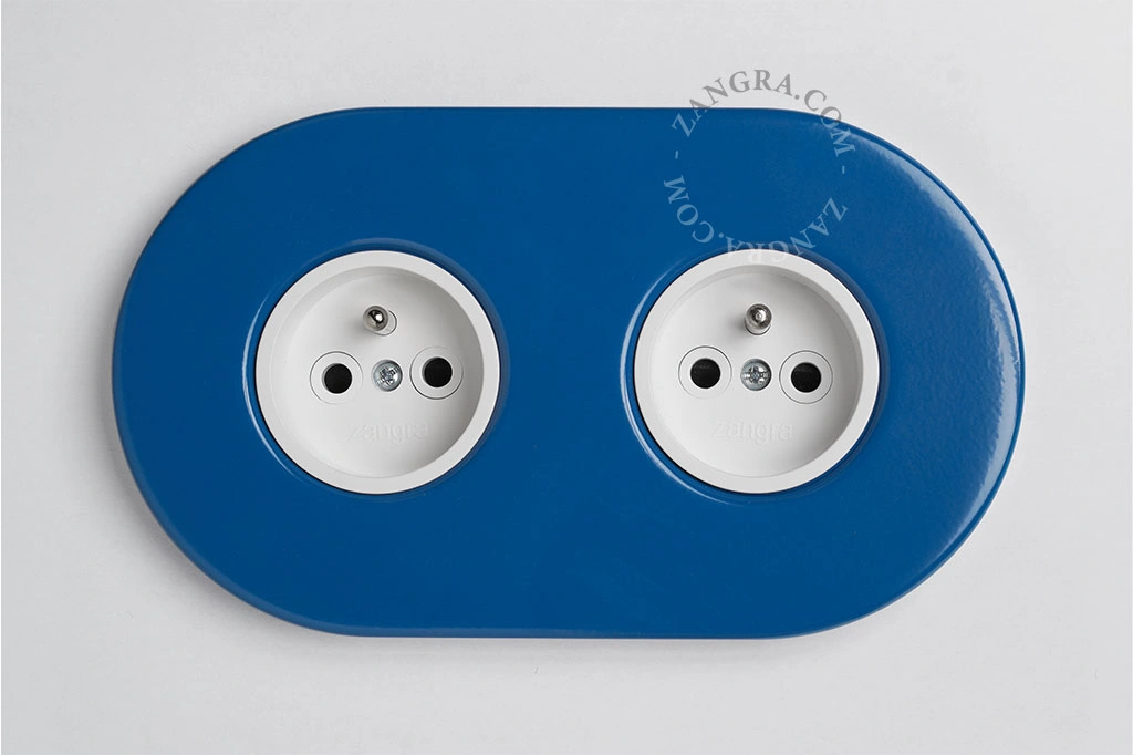 blue double flush mount socket