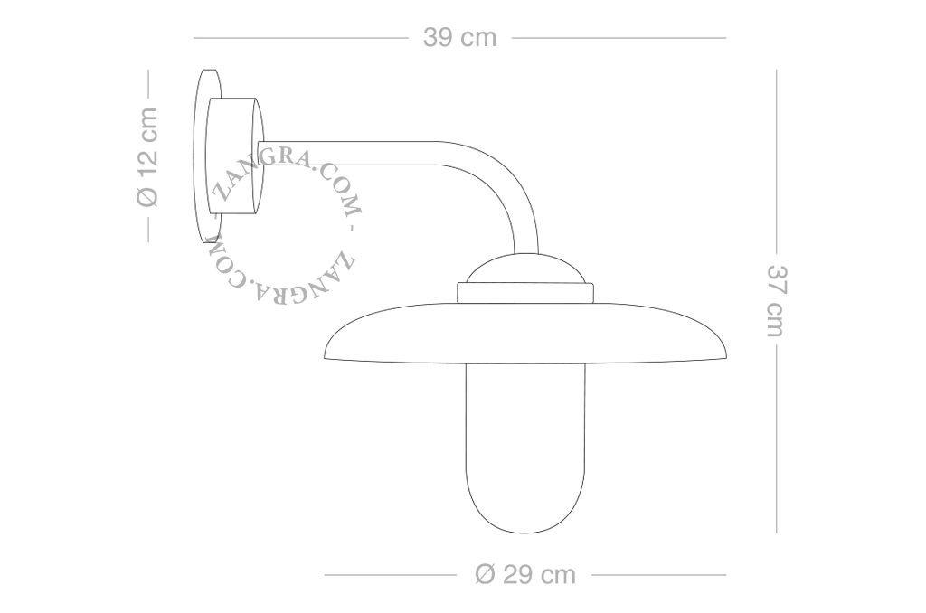 vägglampa med svanhals i svart mässing för utomhusbruk - IP44