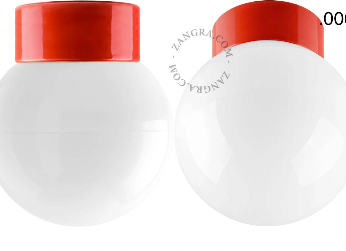Leuchte David aus rotem Porzellan - Ø 10 cm