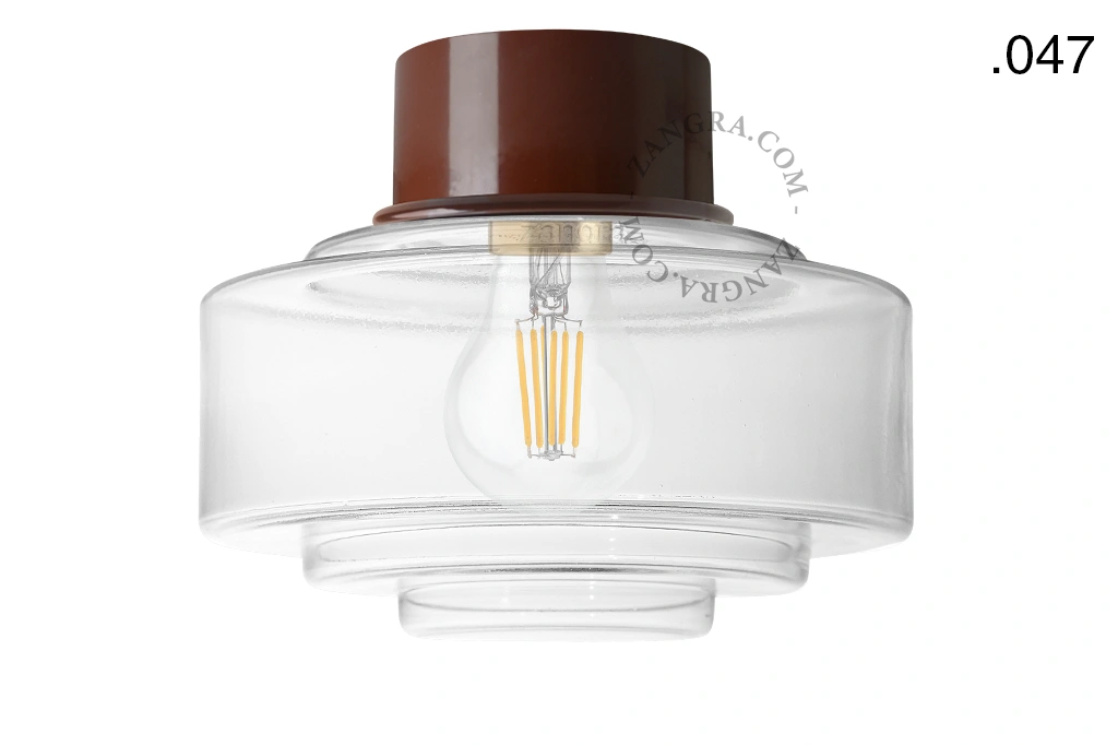 brown wall or ceiling light - glass shade - Ø 10 cm