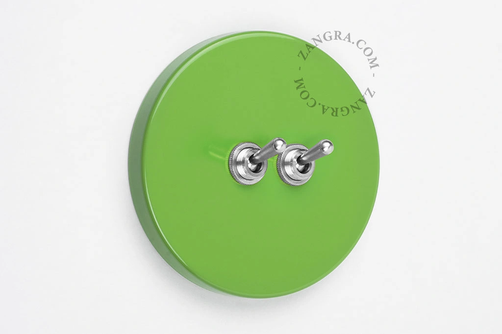 green switch - double two-way or simple nickel-plated toggle switch