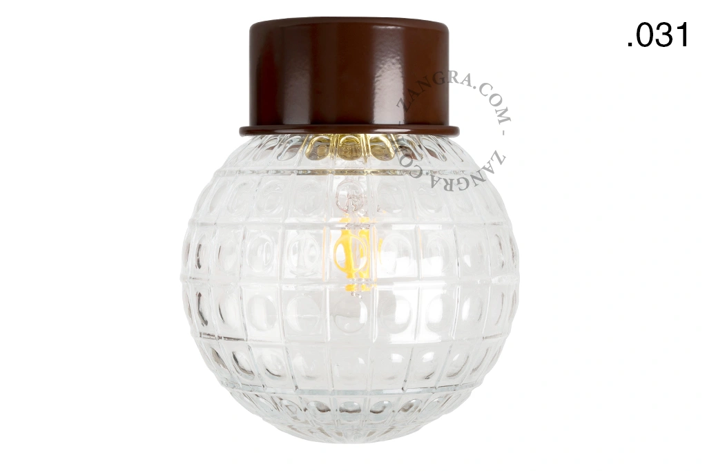brown wall or ceiling light - glass shade - Ø 10 cm