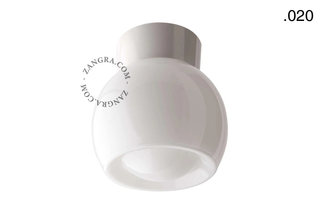 biała lampa ścienna lub sufitowa ze szklanym kloszem - Ø 11 cm