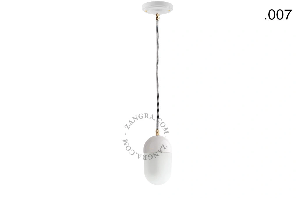 lámpara colgante de porcelana blanca - pantalla de vidrio