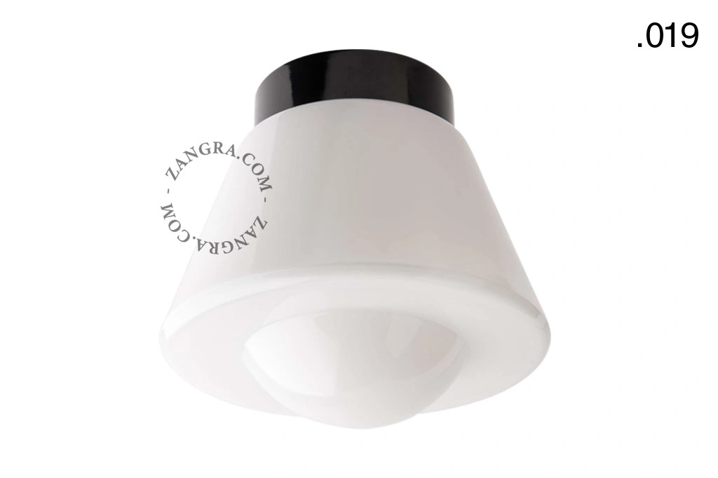 sort bakelit væg- eller loftslampe – glas skærm - Ø 9 cm