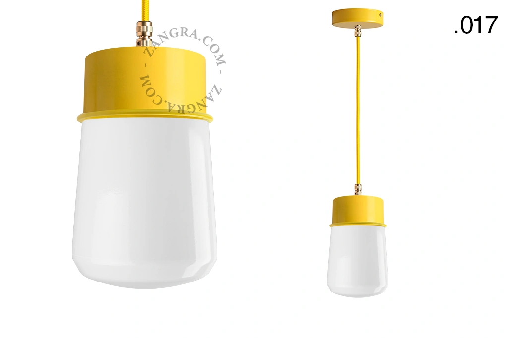 yellow pendant light - glass shade - Ø 10 cm