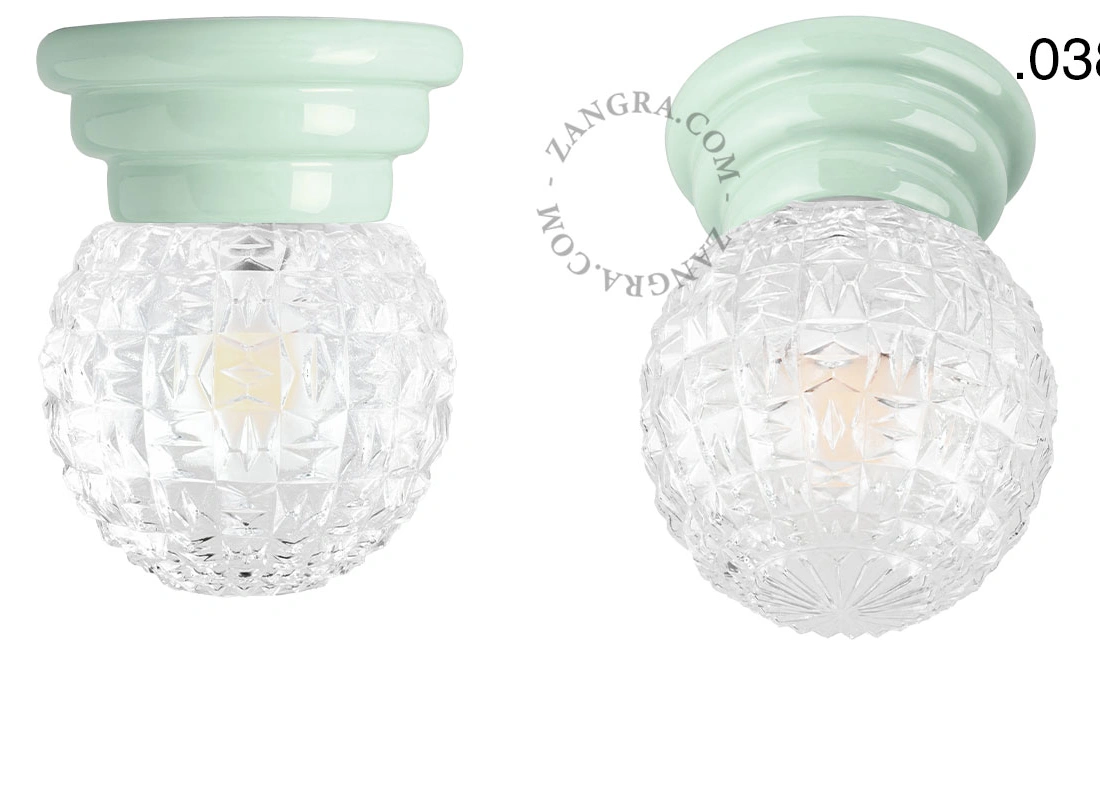 Art Deco-lampe i grønt porcelæn Daniel