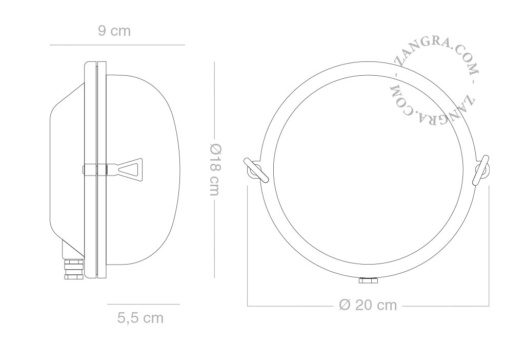 skottlampa i förnicklad mässing för utomhusbruk med prismatiskt glas - Ø 20 cm - IP64