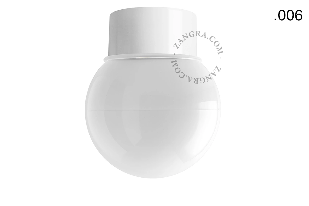lampa ścienna lub sufitowa biała - szklany klosz  - Ø 10 cm