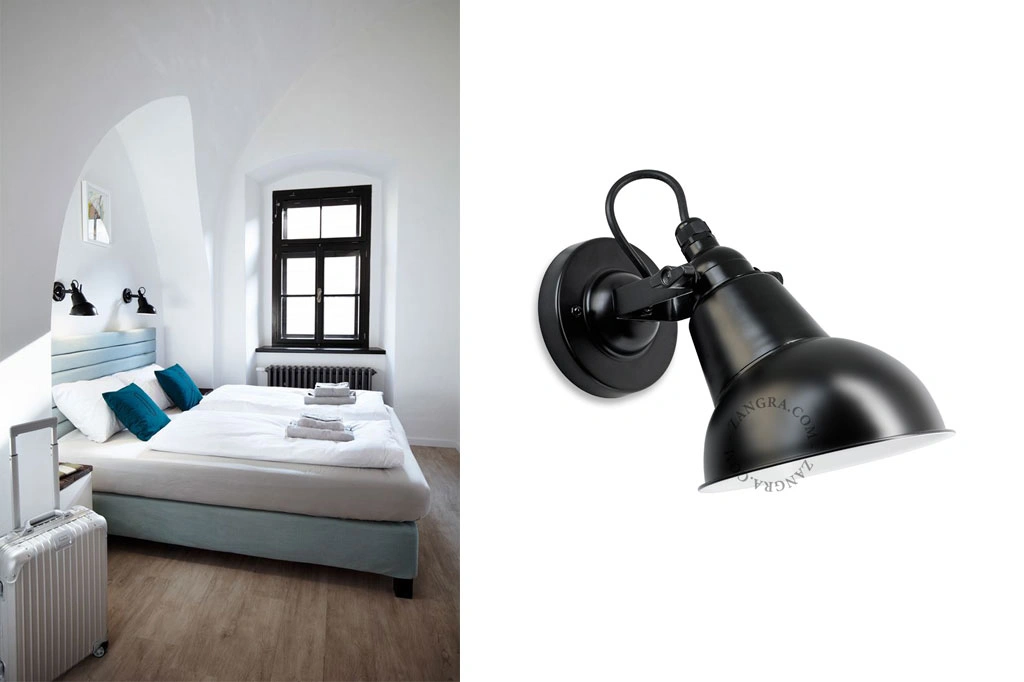 lampada da parete nera regolabile