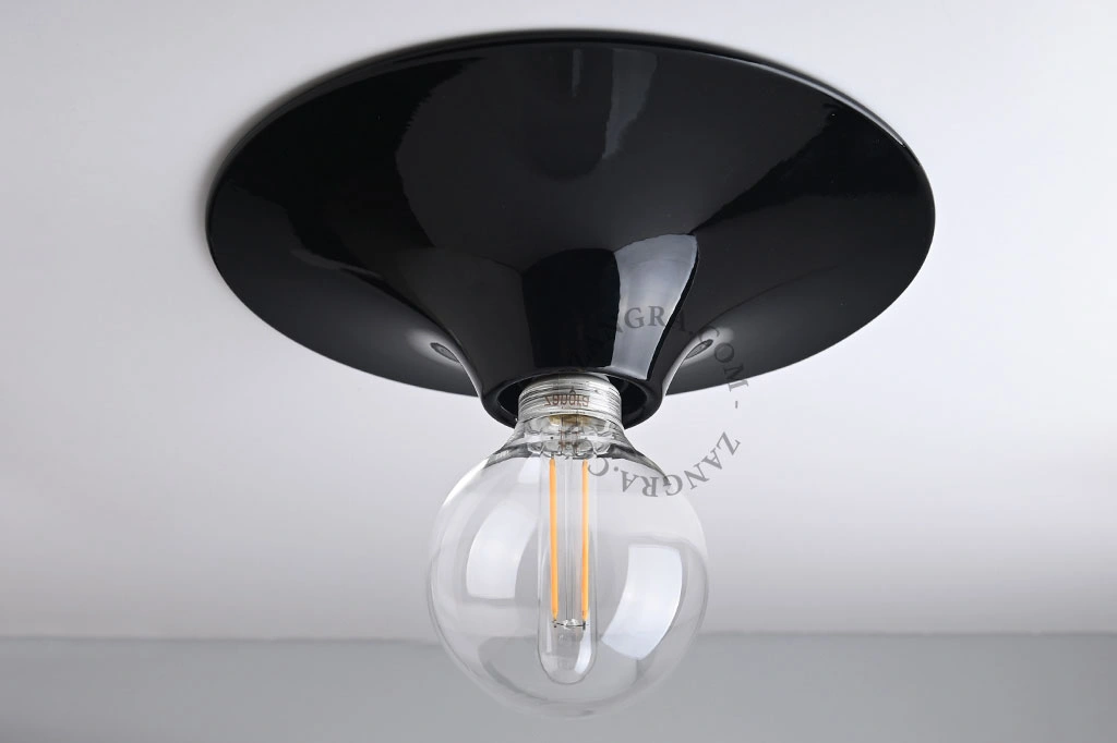 okrągła czarna lampa ścienna lub sufitowa - Ø 26 cm
