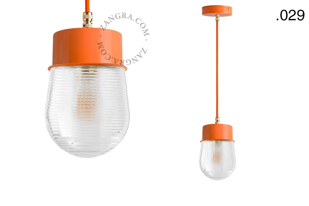 orange pendellampe - glasskærm - Ø 10 cm