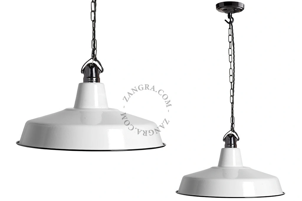 vit emaljerad pendellampa - Ø 40 cm