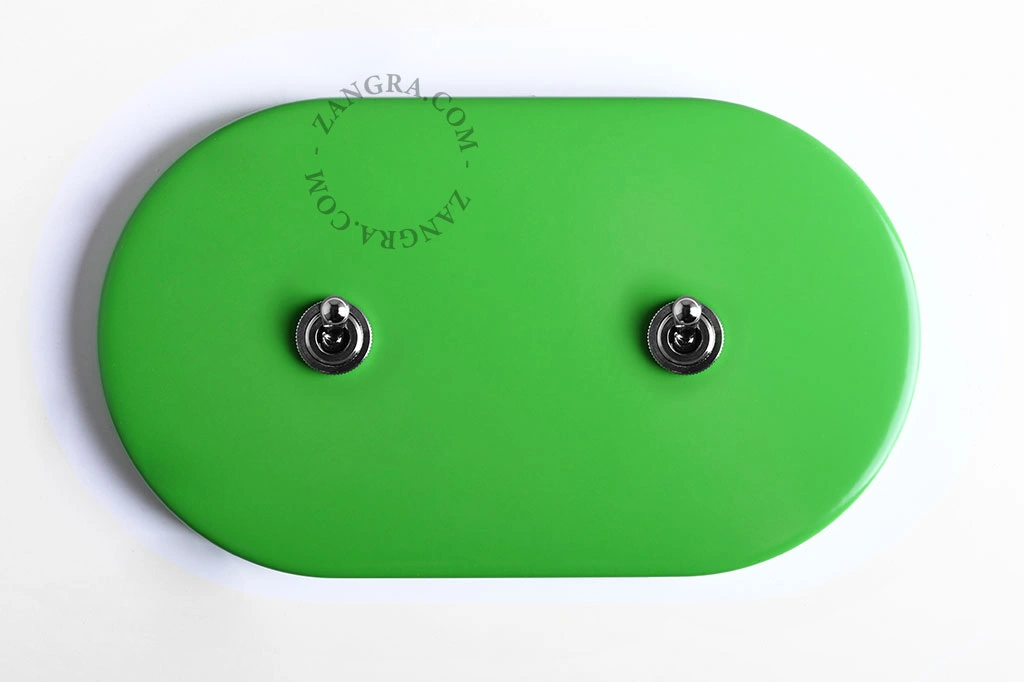 green switch - double two-way or simple nickel-plated toggle switch