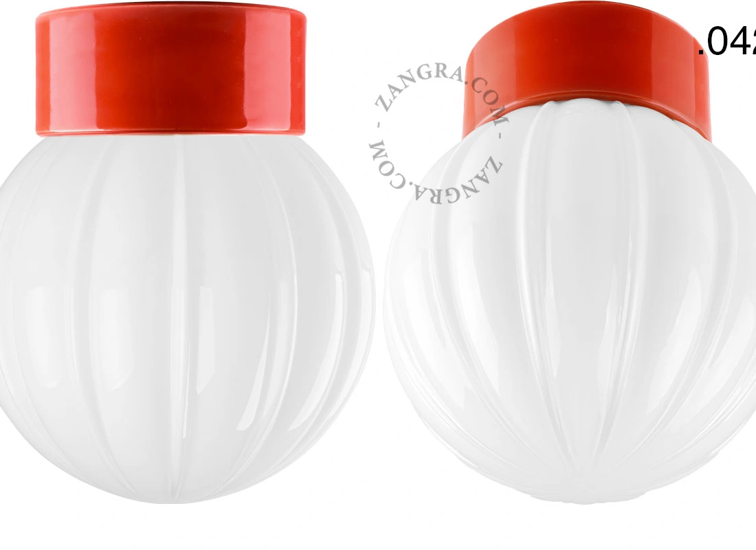Leuchte David aus rotem Porzellan - Ø 10 cm