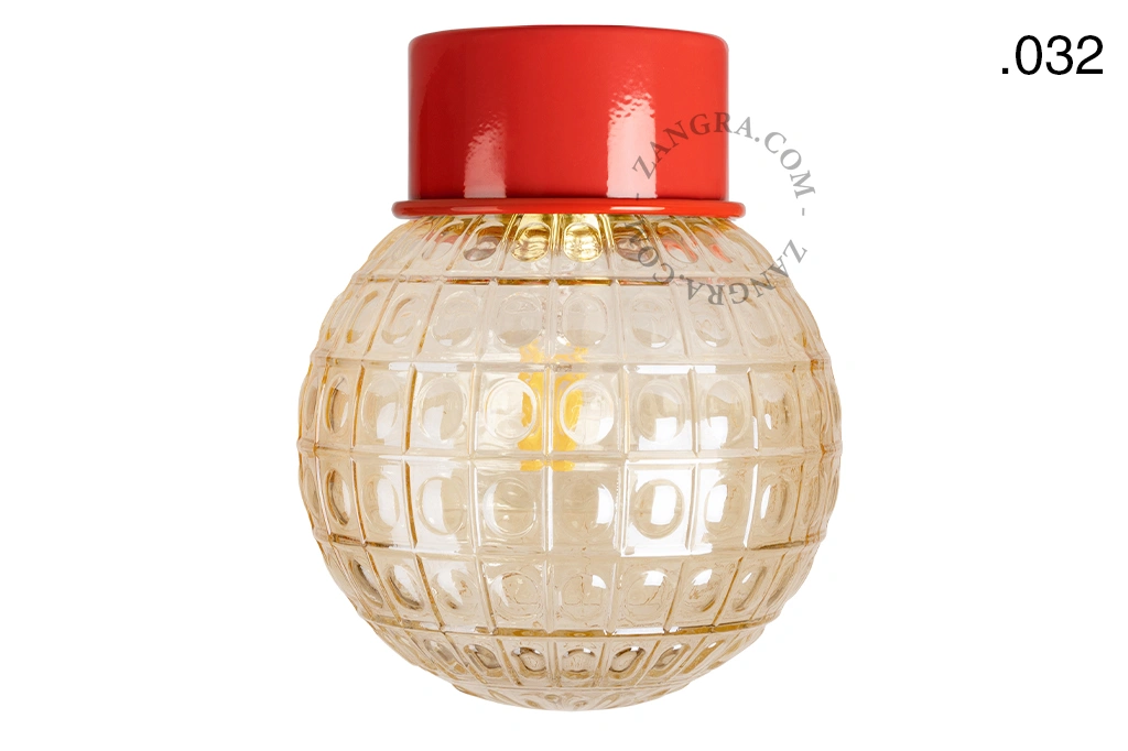 rød væg eller loftslampe - glas skærm - Ø 10 cm