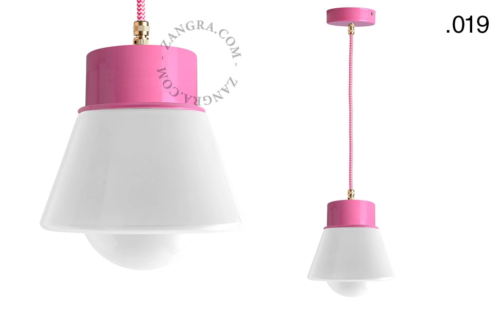 lámpara colgante rosa - pantalla de vidrio - Ø 10 cm