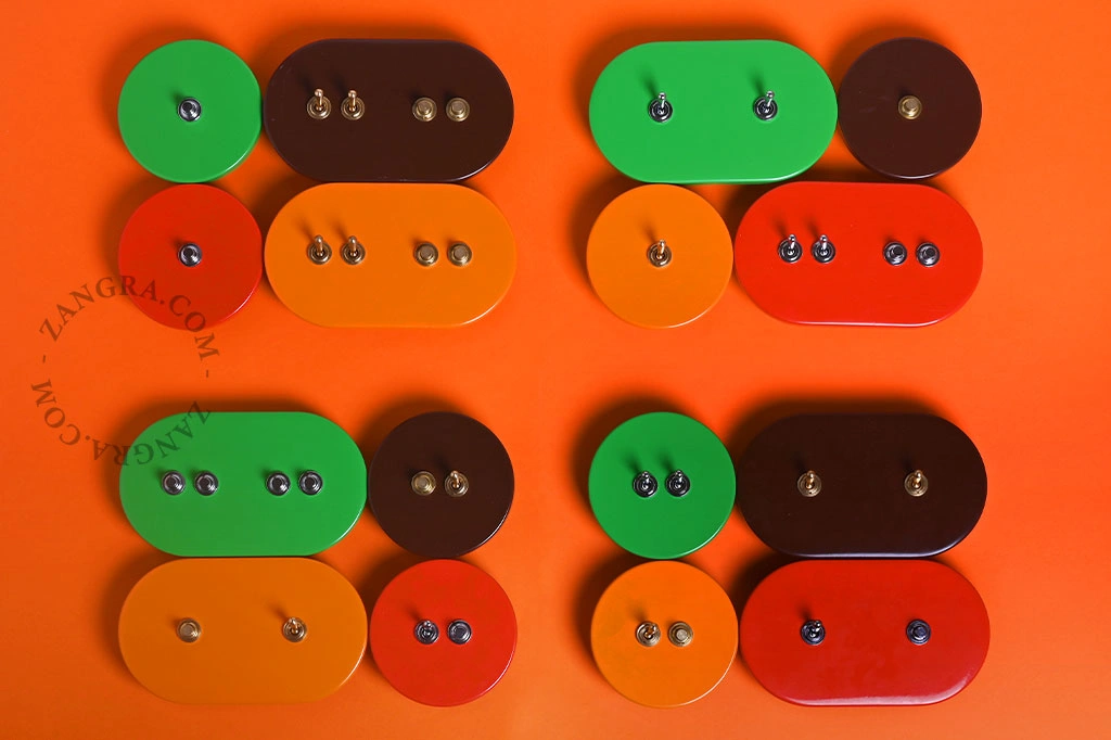 interrupteur orange va-et-vient ou simple - levier laiton