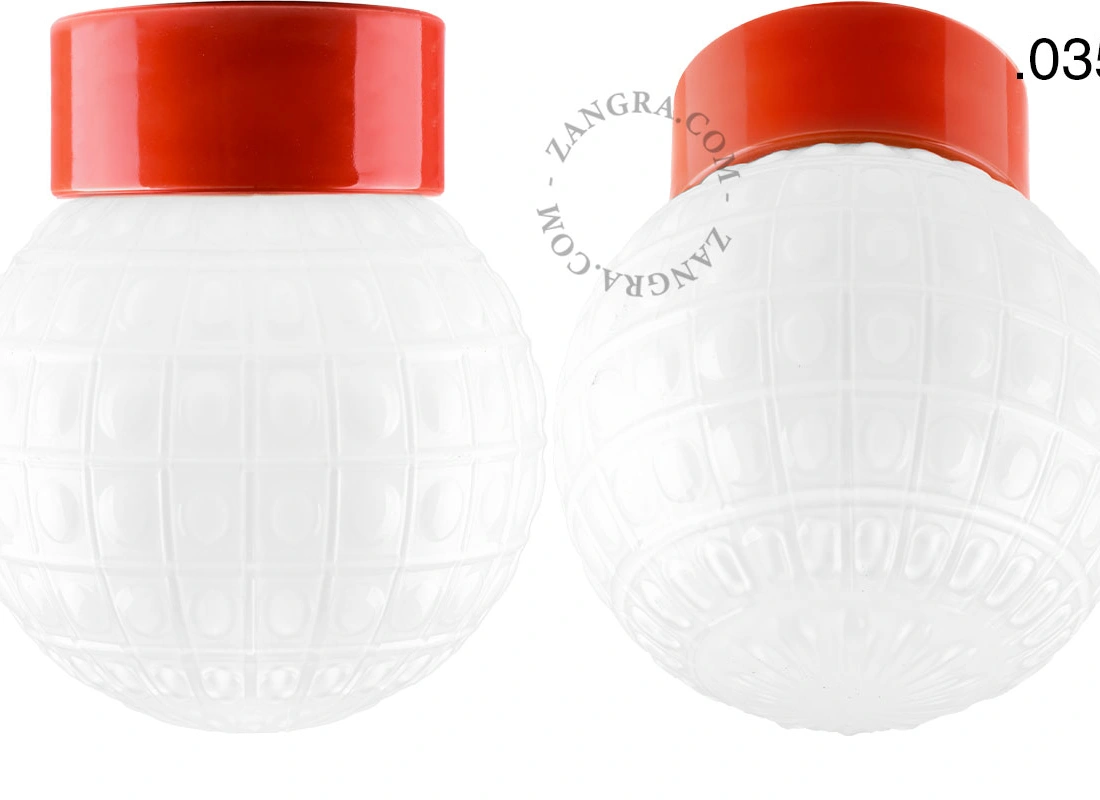 Leuchte David aus rotem Porzellan - Ø 10 cm