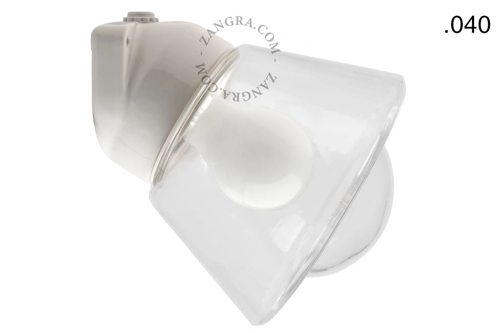 candeeiro de parede em porcelana branca para casa de banho - Ø 9,5 cm - abajur de vidro - IP54
