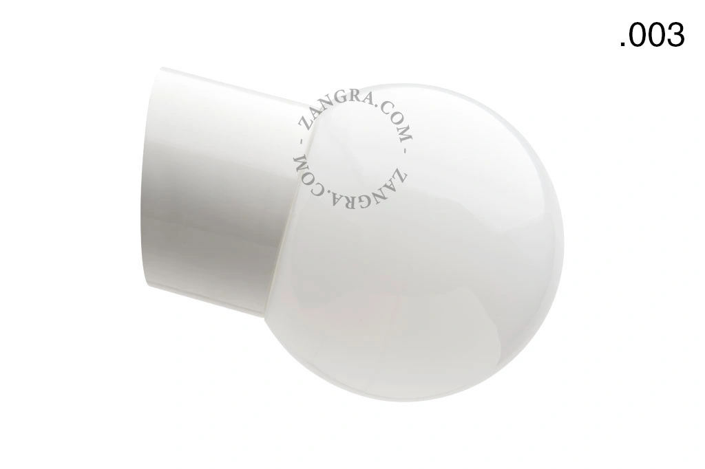 hvid porcelæn væglampe - glas skærm