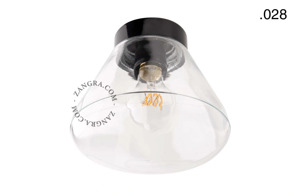 sort bakelit væg- eller loftslampe – glas skærm - Ø 9 cm