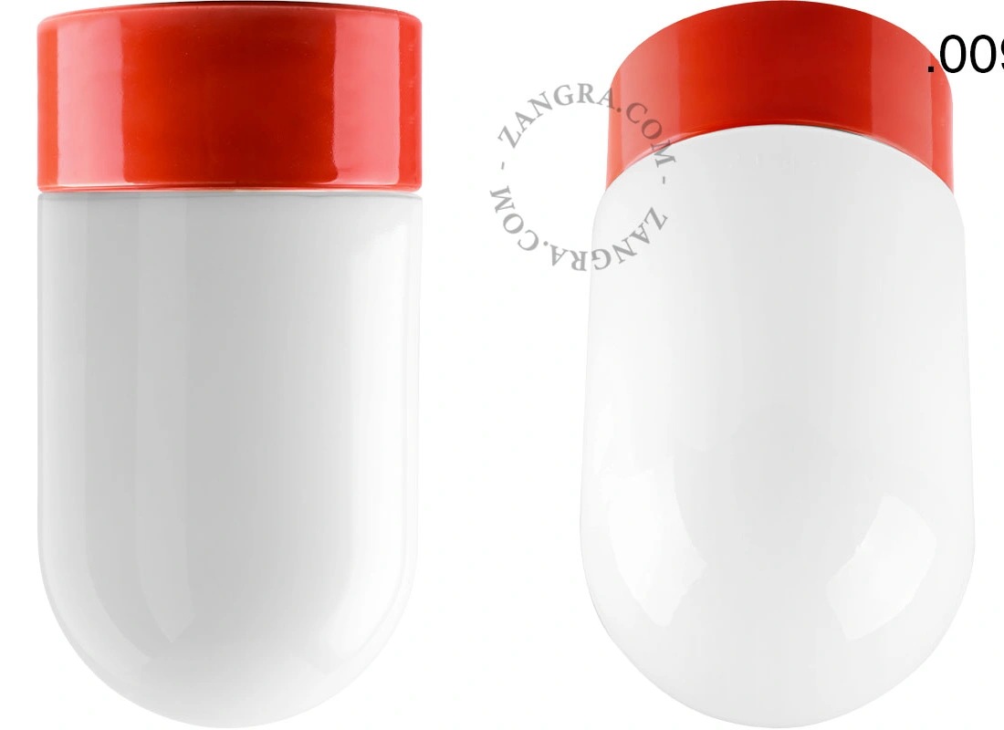 Leuchte David aus rotem Porzellan - Ø 10 cm