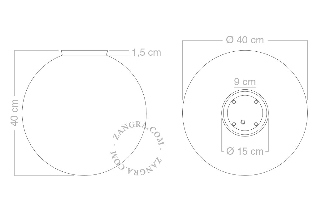 Leuchte fur den Außenbereich oder das Badezimmer – Glaskugel – Ø 20 cm - IP65
