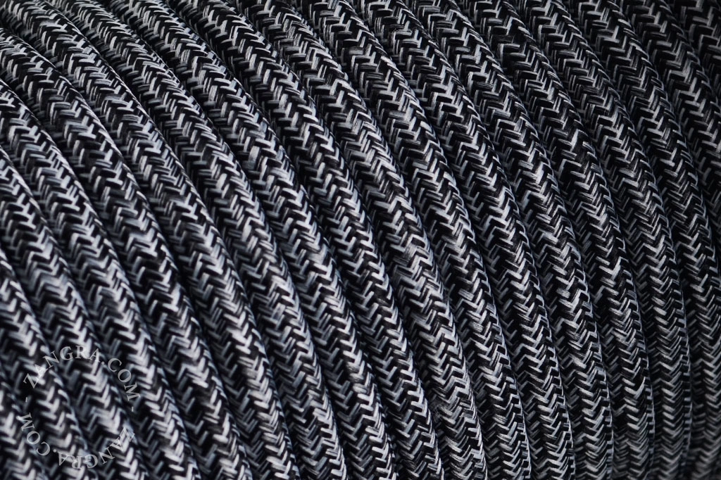 câble textile - blanc et noir