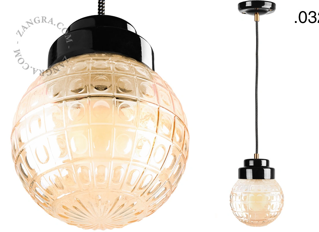 Art Deco pendellampa i svart porslin Denim