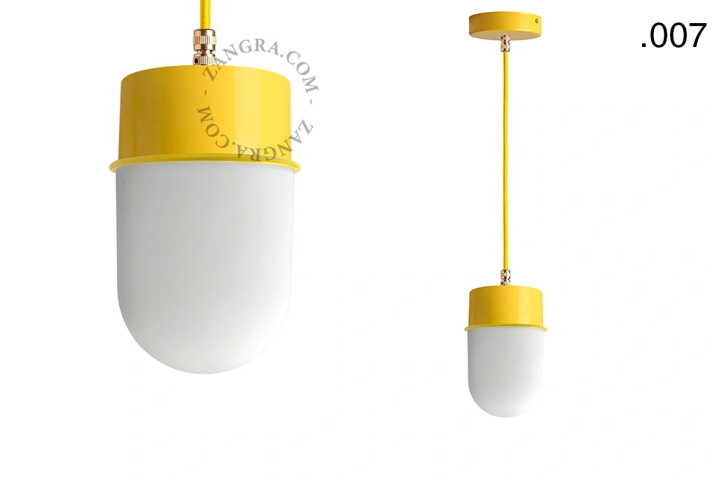 yellow pendant light - glass shade - Ø 10 cm