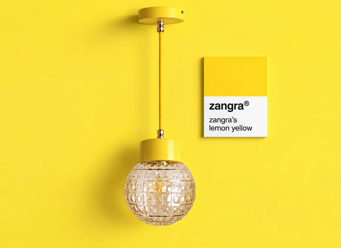 yellow pendant light - glass shade - Ø 10 cm