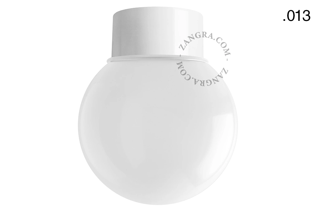 lampa ścienna lub sufitowa biała - szklany klosz  - Ø 10 cm