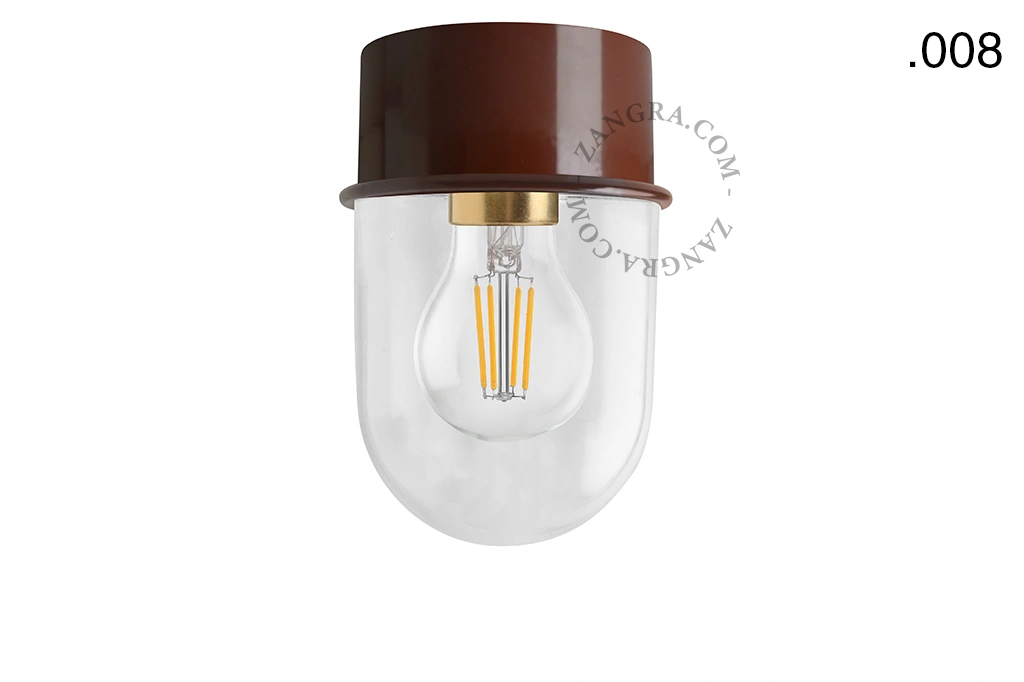 brown wall or ceiling light - glass shade - Ø 10 cm