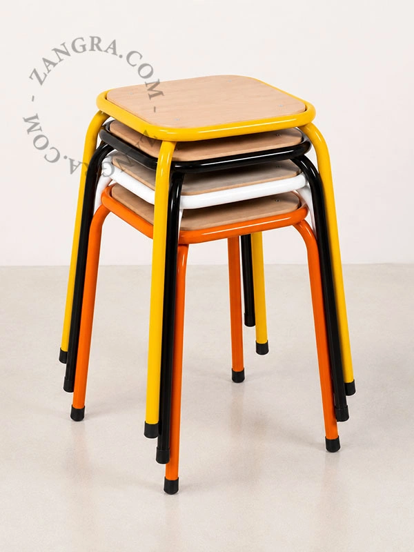wooden stackable stool - white