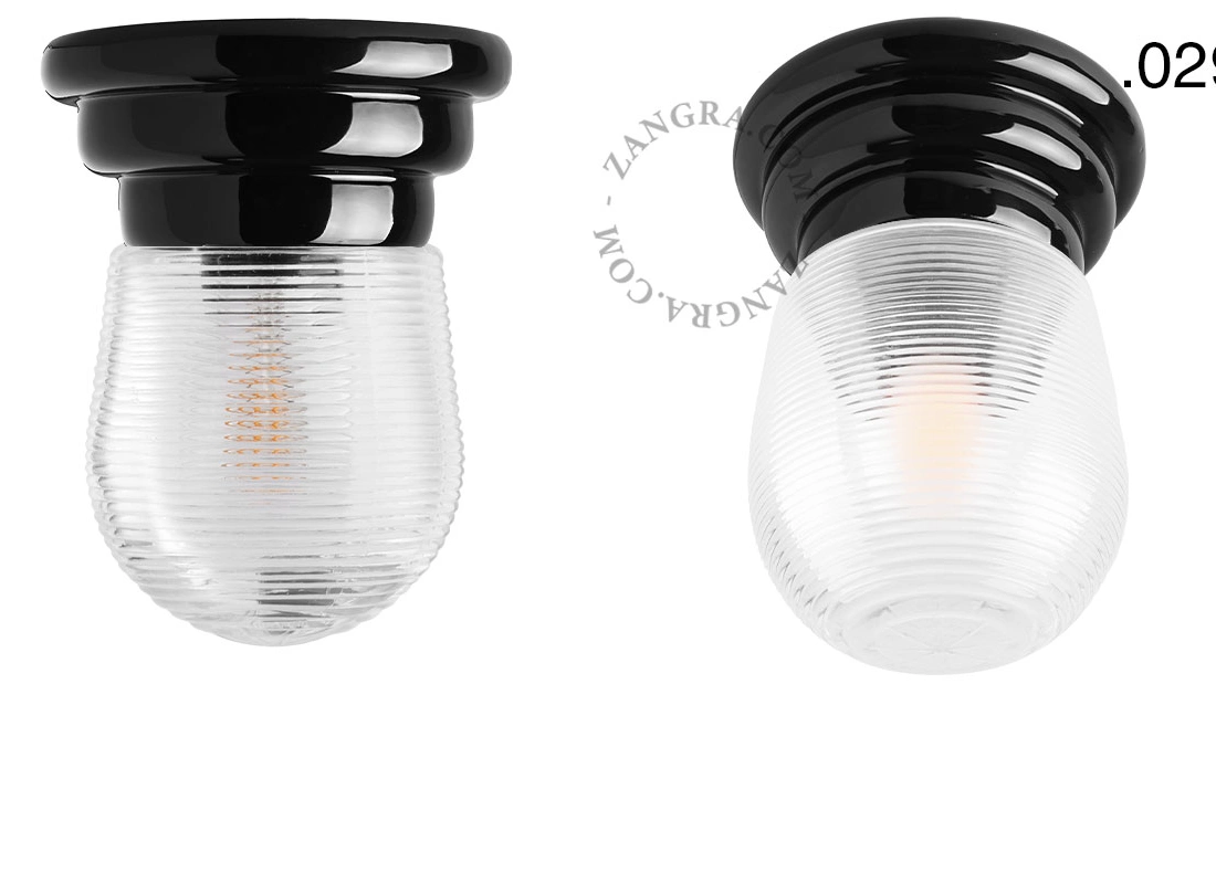 Art Deco-lampe i sort porcelæn Daniel