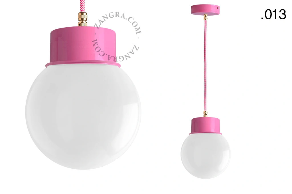 lámpara colgante rosa - pantalla de vidrio - Ø 10 cm