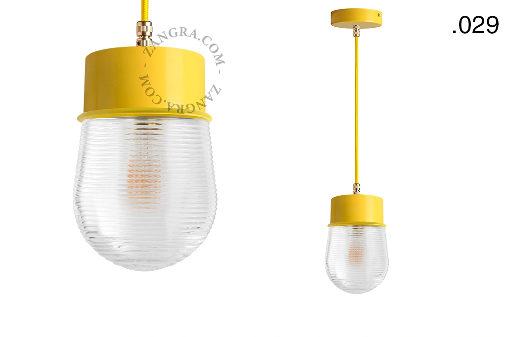 yellow pendant light - glass shade - Ø 10 cm