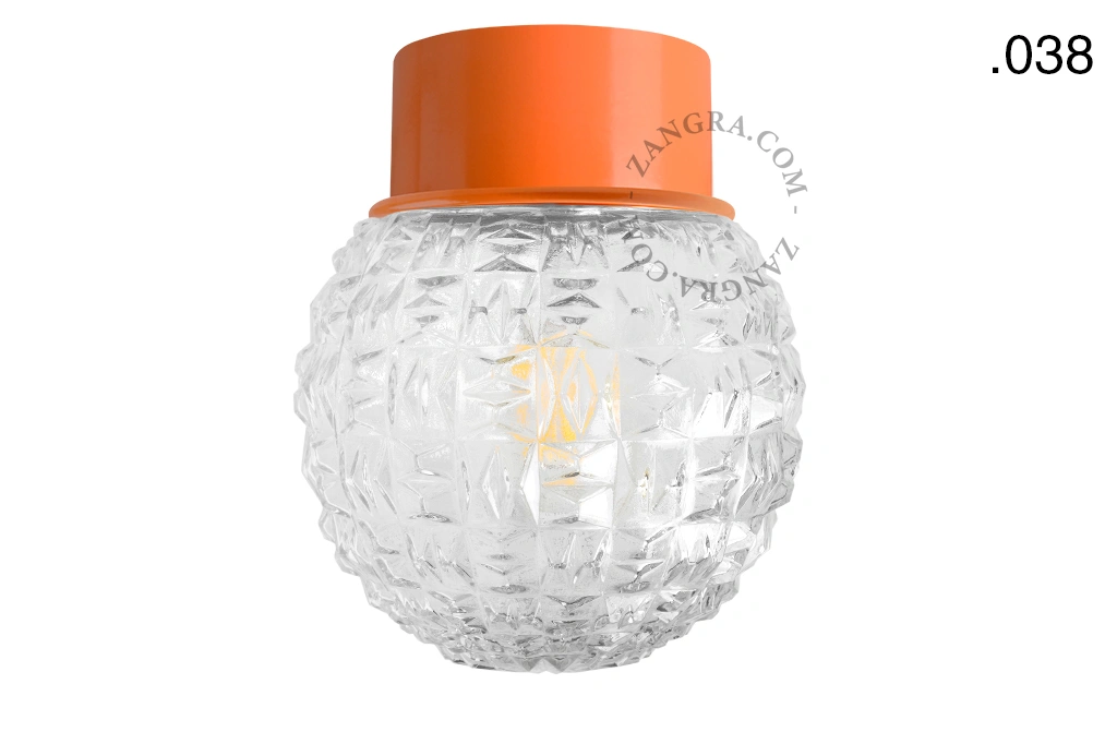 orange wall or ceiling light - glass shade - Ø 10 cm