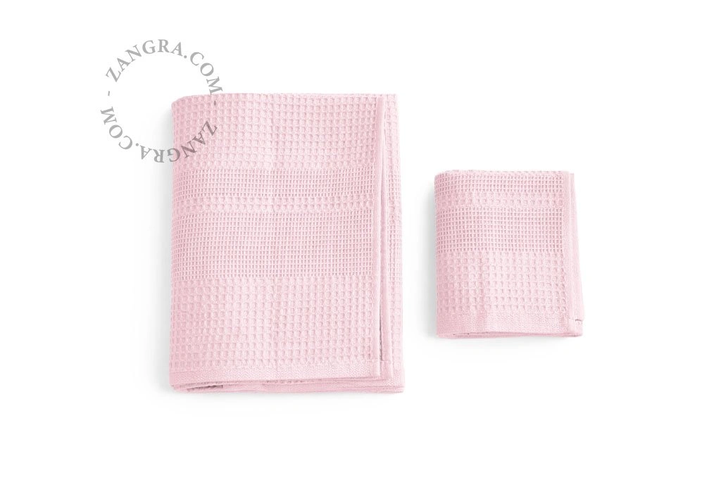 serviette de bain nid d'abeille - rose
