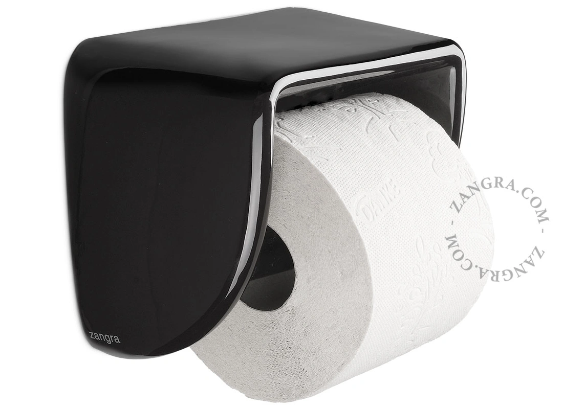 porcelanowy uchwyt na papier toaletowy - czarny
